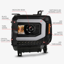 Load image into Gallery viewer, ANZO GMC SIERRA 1500 14-15 2500H/15-19 Projector Headlight Plank Style Black w/ Switchback (Halogen) - Additional View 6