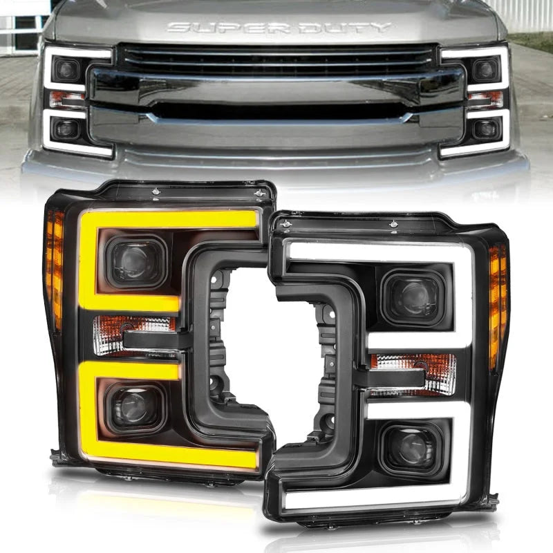 ANZO LED Headlights 17-18 Ford F-250 Super Duty Plank-Style L.E.D. Headlight Black (Pair) - Main Product View