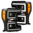 Load image into Gallery viewer, ANZO LED Headlights 17-18 Ford F-250 Super Duty Plank-Style L.E.D. Headlight Black (Pair) - Side View