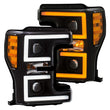 Load image into Gallery viewer, ANZO LED Headlights 17-18 Ford F-250 Super Duty Plank-Style L.E.D. Headlight Black (Pair) - Back View