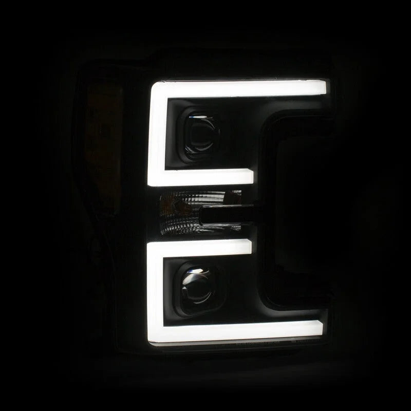 ANZO LED Headlights 17-18 Ford F-250 Super Duty Plank-Style L.E.D. Headlight Black (Pair) - Installation View
