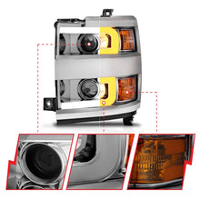 Load image into Gallery viewer, ANZO Projector Headlights 15-17 Chevrolet Silverado 2500HD / 3500HD Chrome w/ Chrome Rim - Additional View 6