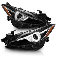 Load image into Gallery viewer, ANZO Projector Headlights With Halo Black w/Amber 14-17 Mazda 3 - Side View