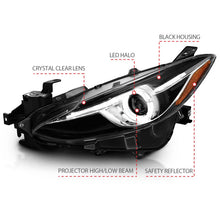 Load image into Gallery viewer, ANZO Projector Headlights With Halo Black w/Amber 14-17 Mazda 3 - Additional View 5