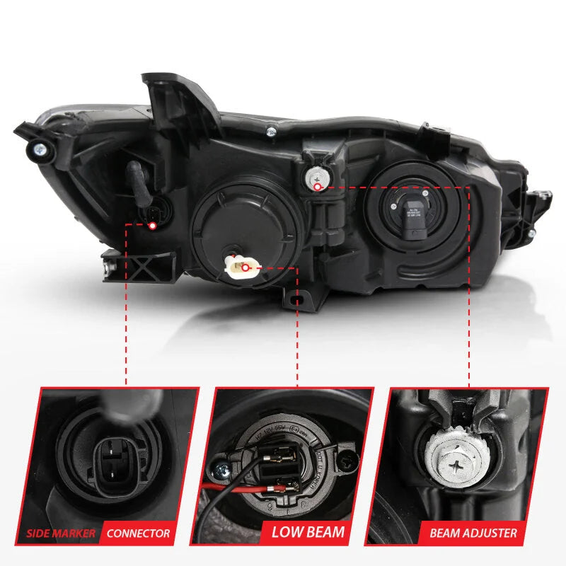 ANZO Projector Headlights With Plank Style Design Black w/Amber 15-16 Toyota Camry (4DR) - Additional View 5