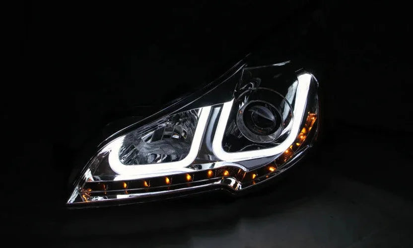 ANZO 2010-2014 Subaru Outback Projector Headlights w/ U-Bar Black - Side View