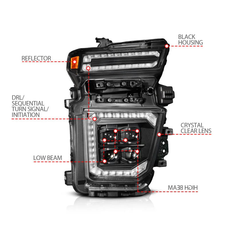 ANZO Z-Series 20-23 Chevy Silverado 2500/3500 Z-Series Full LED Proj Headlights Black - Pass. Side - Additional View 10