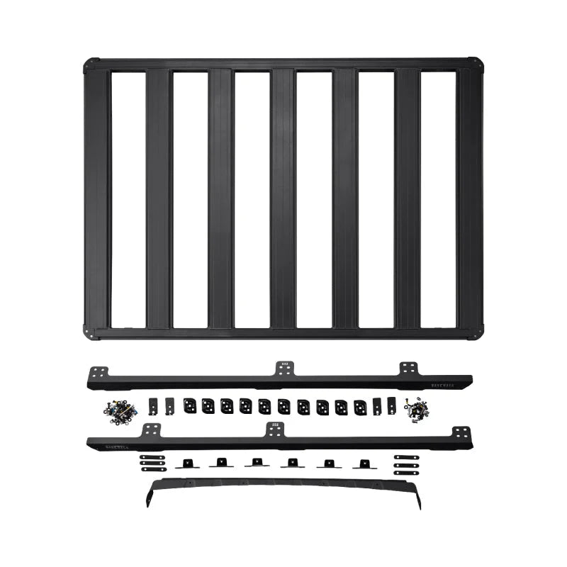 ARB 72in x 51in BASE Rack with Mount Kit Deflector and Trade Rails - Side View