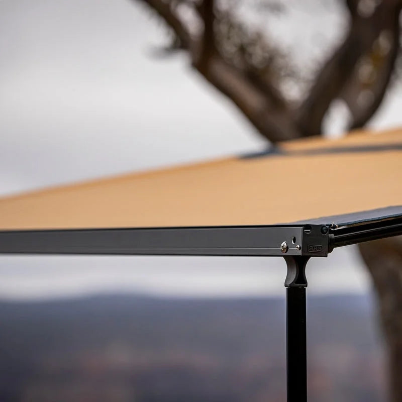 ARB Aluminum Awning, Black Frame, 8.2FT x 8.2FT, Installed with LED Light Strip - Installation View