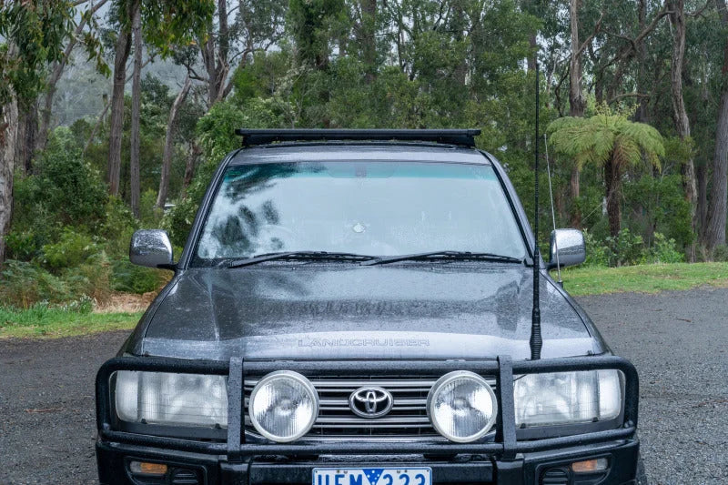 ARB Roof Rack Base with Mount Kit - Flat Rack with Wind Deflector - Back View