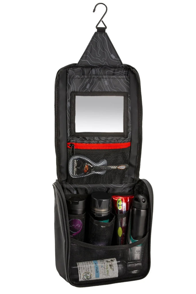 ARB Toiletries Bag Charcoal Finish w/ Red Highlights PVC Outer Shell Mesh Pockets Mirror - Additional View 5