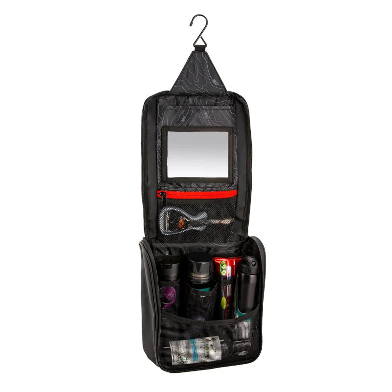 ARB Toiletries Bag Charcoal Finish w/ Red Highlights PVC Outer Shell Mesh Pockets Mirror - Additional View 6