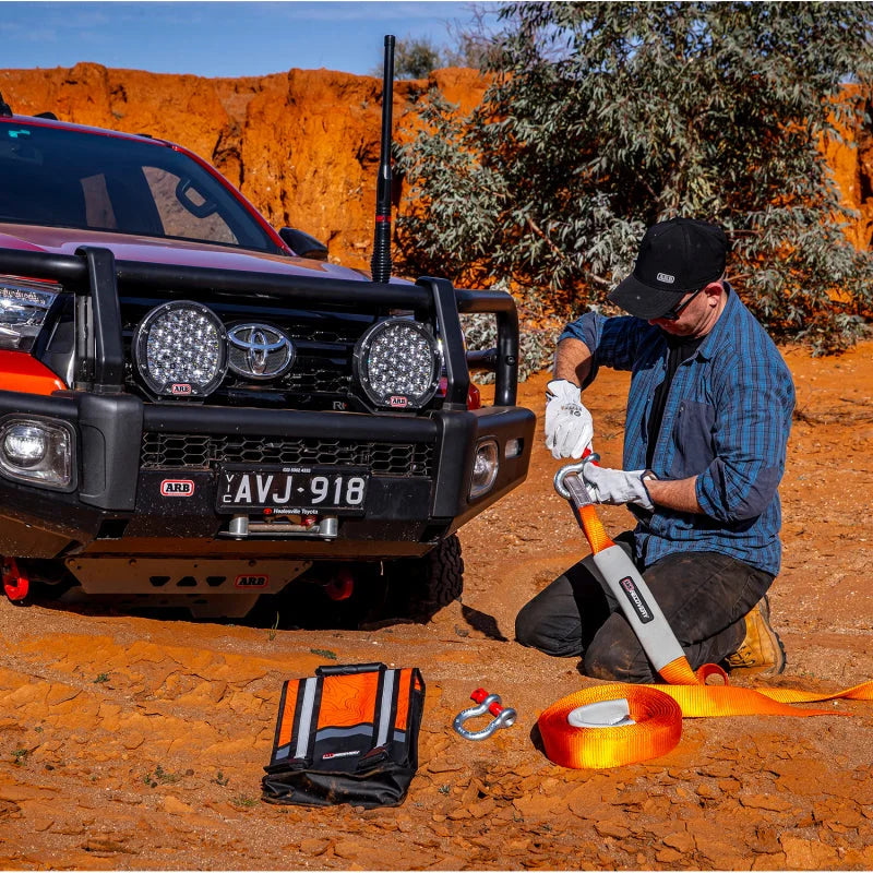 ARB Weekender Recovery Kit Incl 17600lb Recovery Strap/4.75T Shackles - Installation View