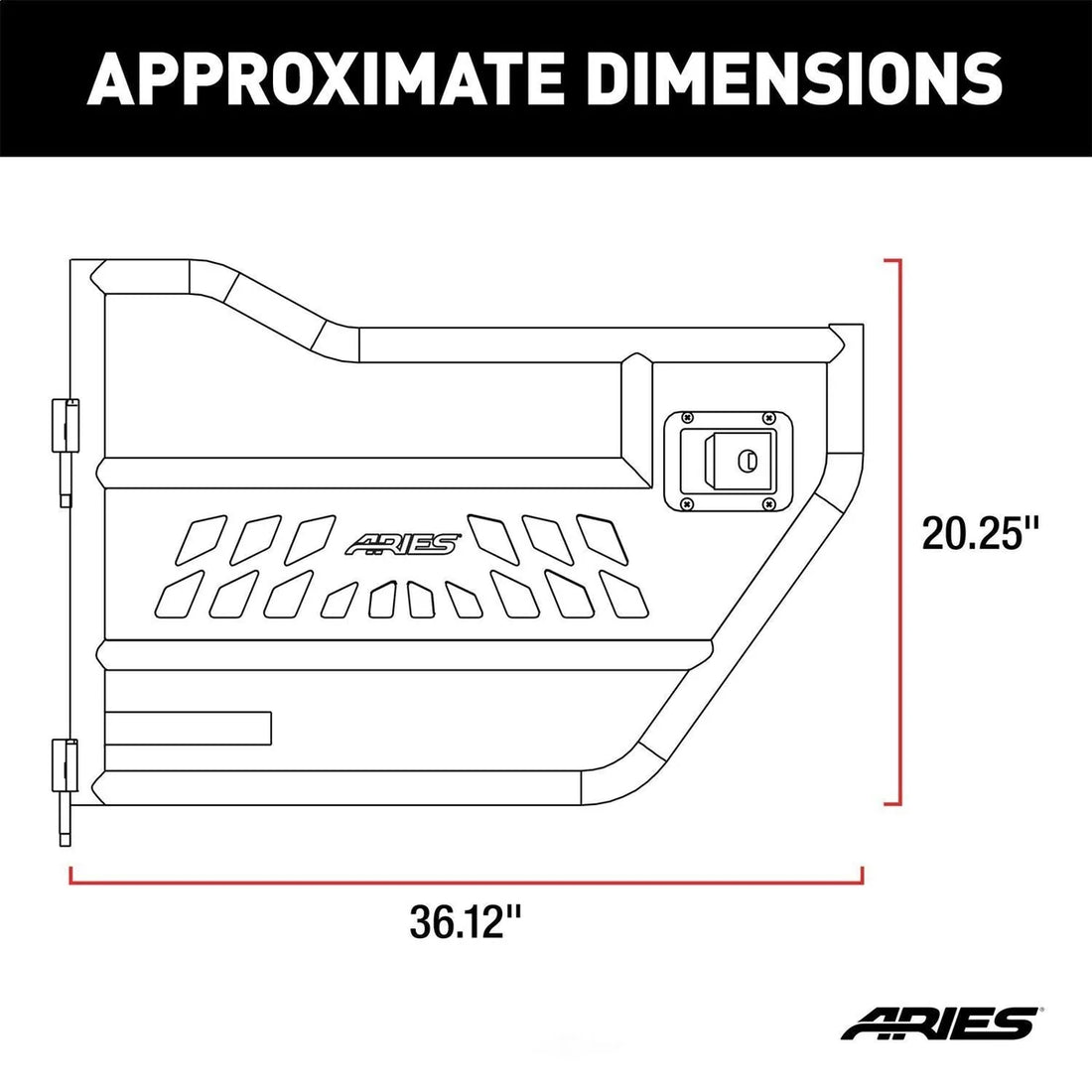ARIES 1500200 Black Aluminum Front Tube Half Doors 1500200 fits 2018-2019 Jeep Wrangler / Gladiator - Side View
