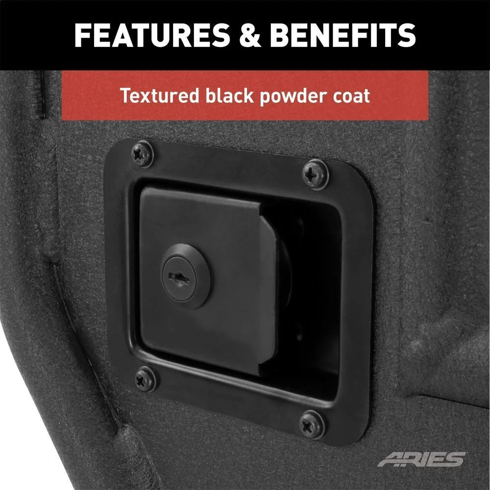 ARIES 1500200 Black Aluminum Front Tube Half Doors 1500200 fits 2018-2019 Jeep Wrangler / Gladiator - Additional View 7