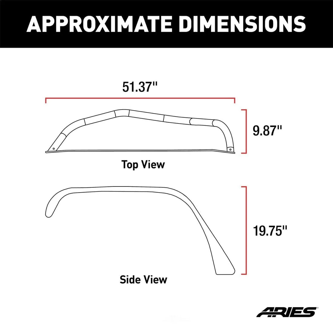 ARIES 1500202 Paintable Raw Aluminum Front Fender Flares 1500202 fits Jeep Wrangler JK - Side View