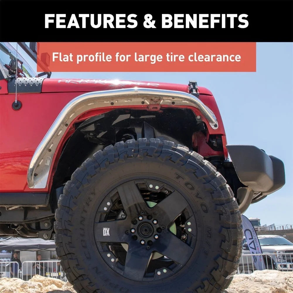 ARIES 1500202 Paintable Raw Aluminum Front Fender Flares 1500202 fits Jeep Wrangler JK - Installation View