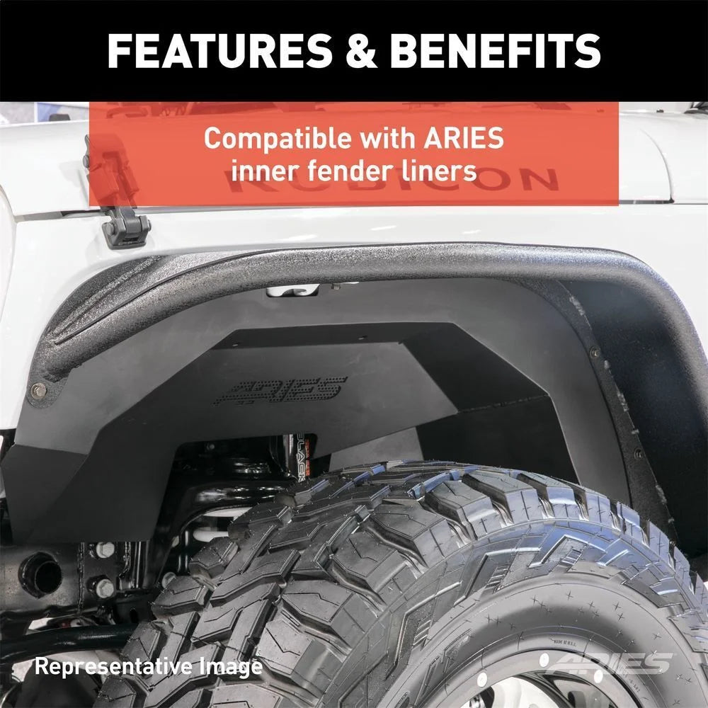 ARIES 1500202 Paintable Raw Aluminum Front Fender Flares 1500202 fits Jeep Wrangler JK - Additional View 6