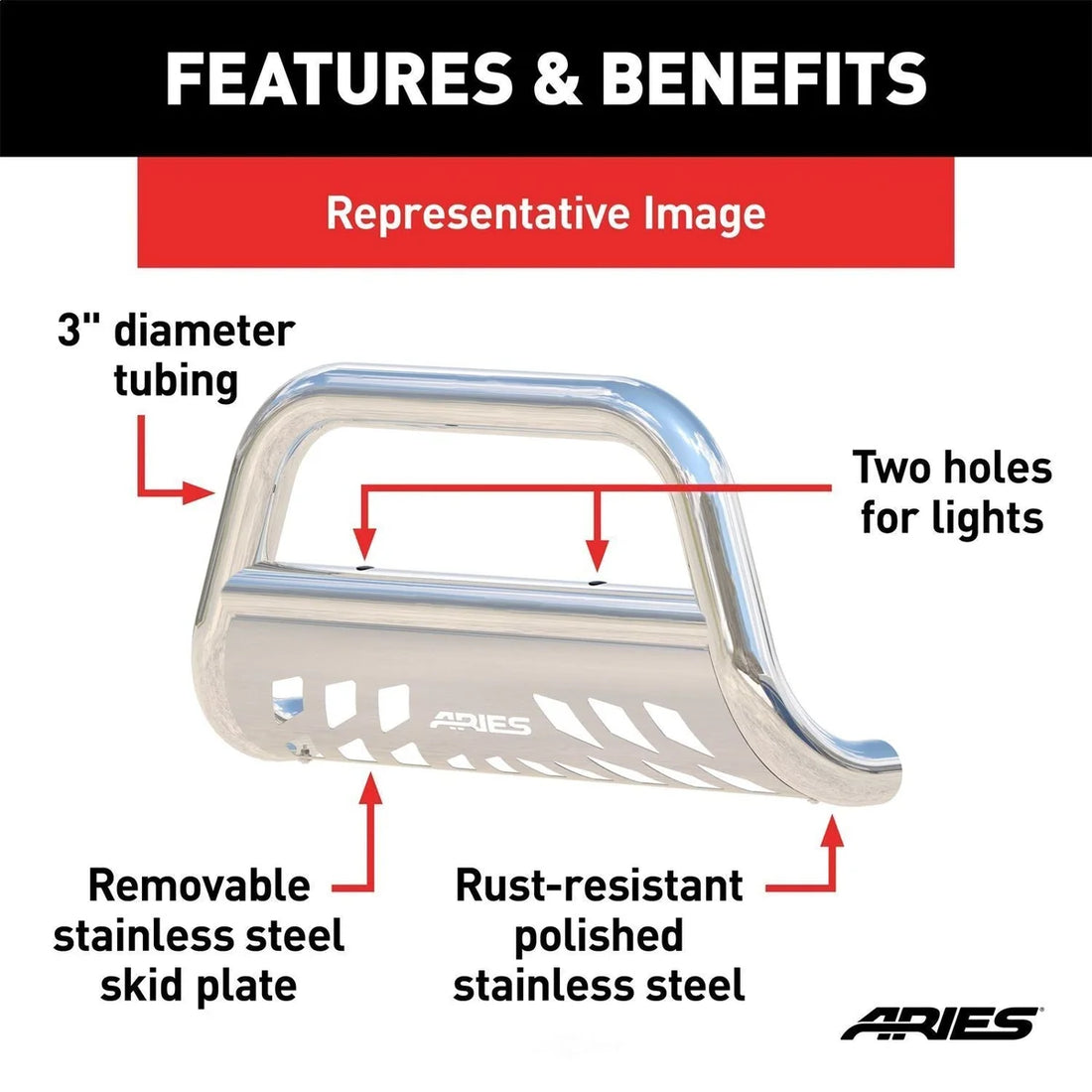 ARIES 2-1/2" Polished Stainless Bull Bar 35-4010 fits Chevrolet Colorado / 2006-2012 Chevrolet Colorado LT / 2004-2005 Che...