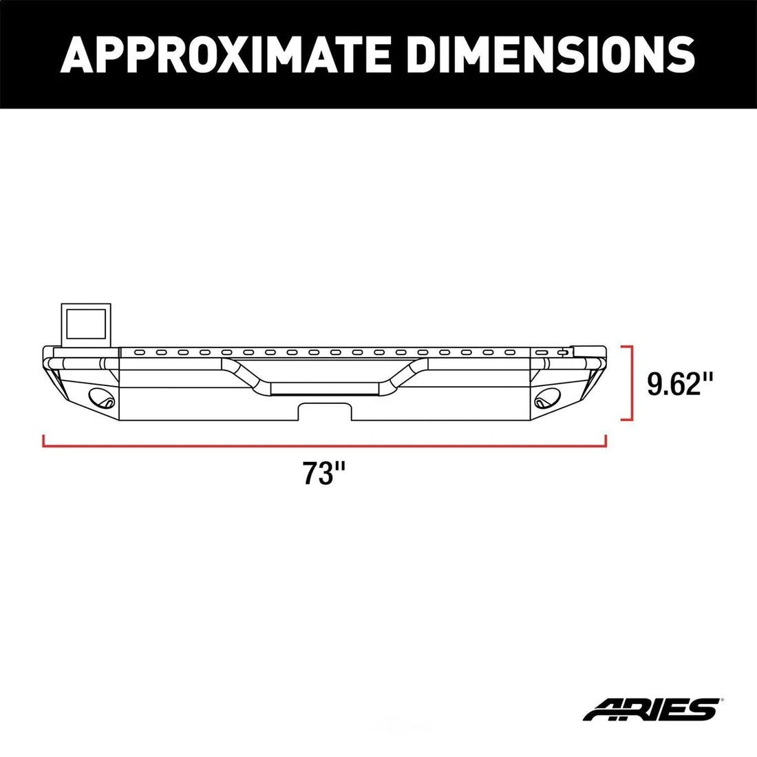 ARIES 2082080 TrailChaser Black Steel Rear Bumper 2082080 fits 2018-2019 Jeep Wrangler Rubicon - Side View