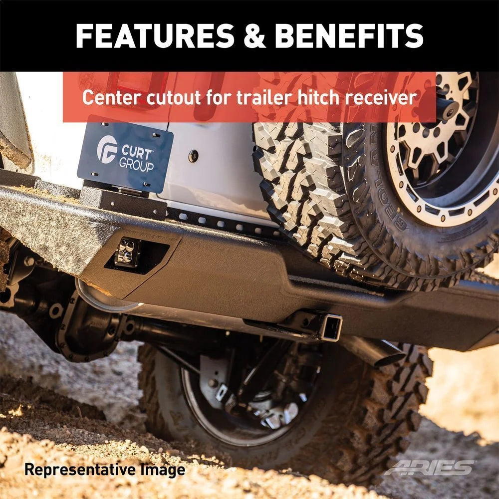 ARIES 2082080 TrailChaser Black Steel Rear Bumper 2082080 fits 2018-2019 Jeep Wrangler Rubicon - Installation View