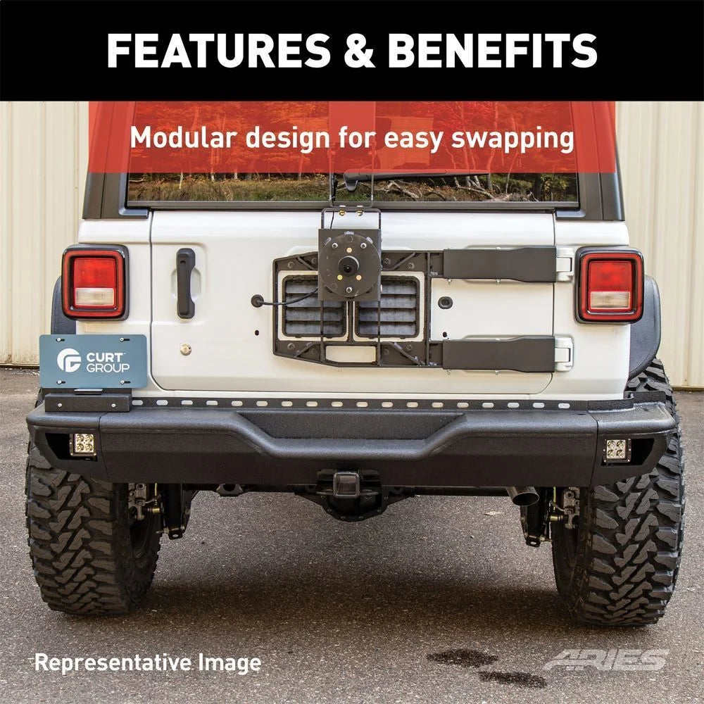 ARIES 2082080 TrailChaser Black Steel Rear Bumper 2082080 fits 2018-2019 Jeep Wrangler Rubicon - Additional View 5