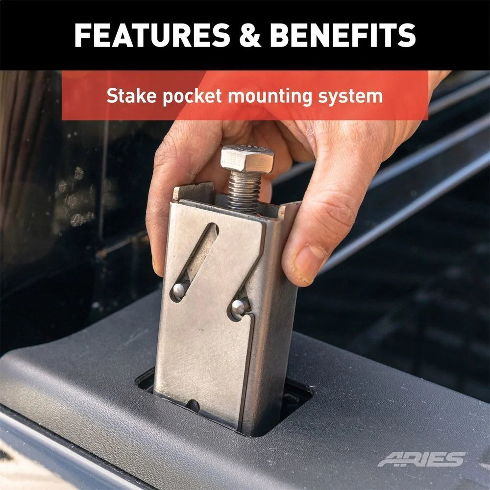 ARIES 2090613 Replacement Headache Rack Stake Pocket Anchors, 2-Pack 2090613 - Installation View