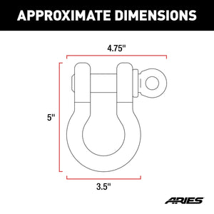 ARIES 2166071 Heavy-Duty Bolt-On Tow Hooks D-Ring Shackles, 12,500 lbs Capacity 2166071