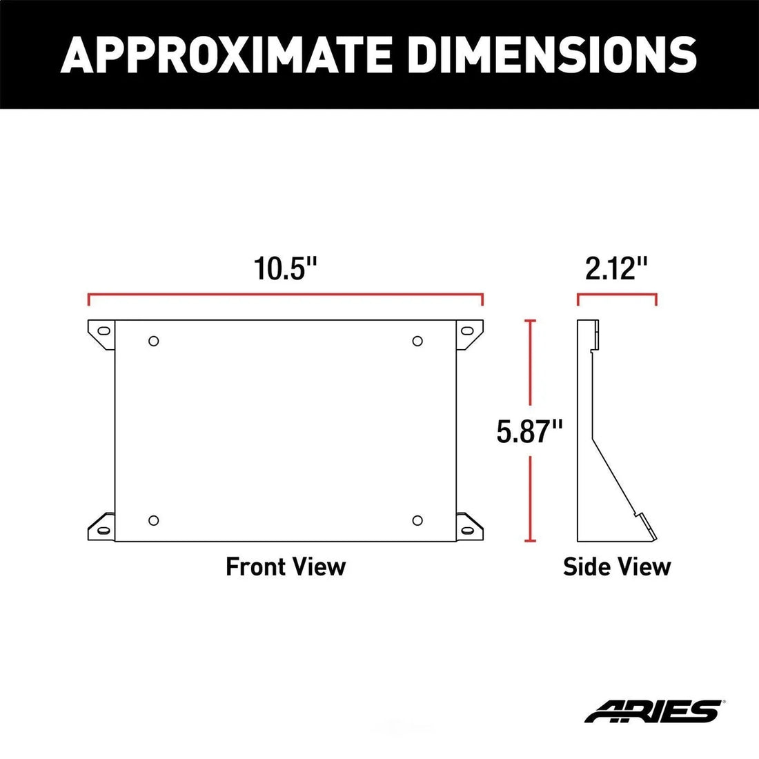 ARIES 2169000 AdvantEDGE Bull Bar License Plate Bracket 2169000 - Side View