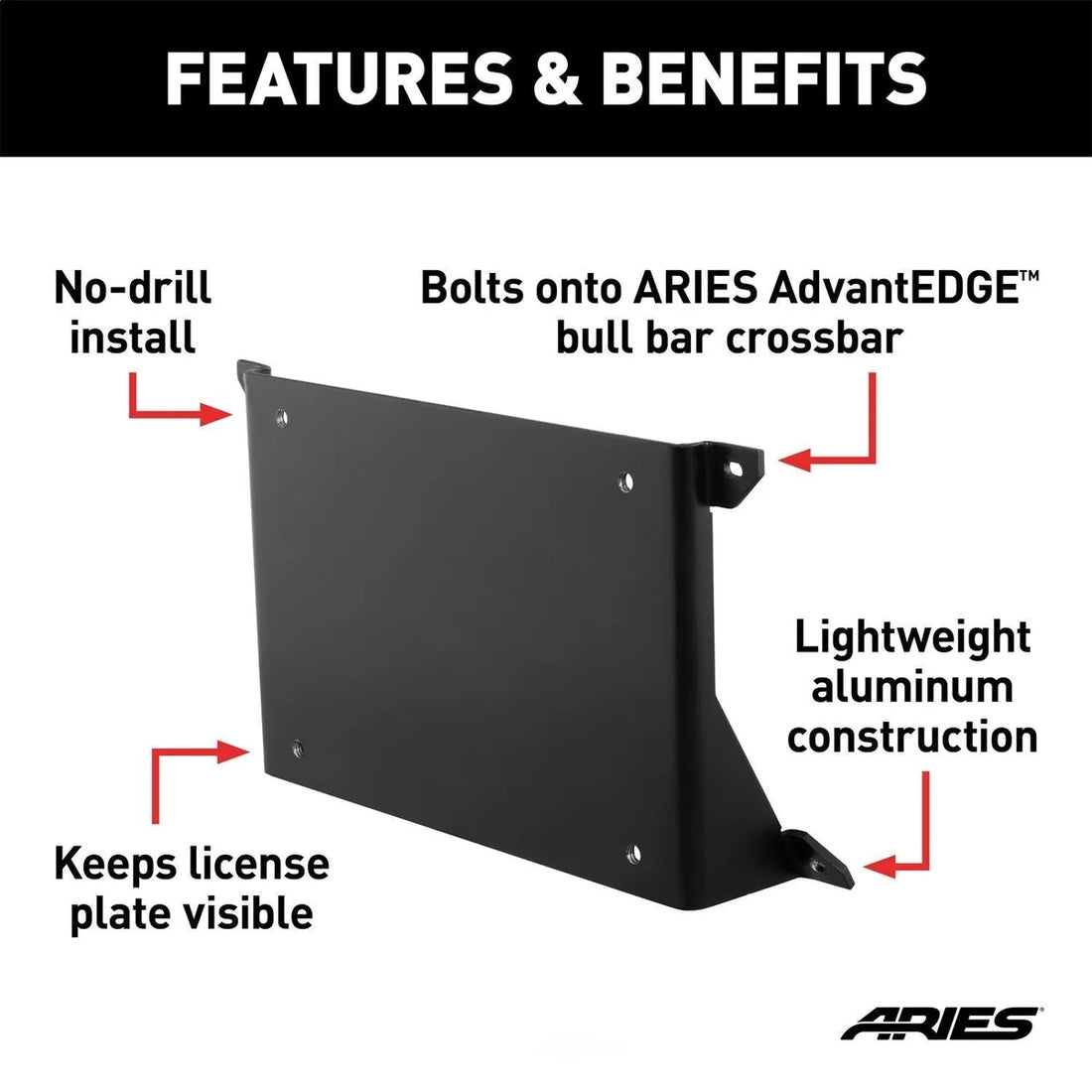 ARIES 2169000 AdvantEDGE Bull Bar License Plate Bracket 2169000 - Back View