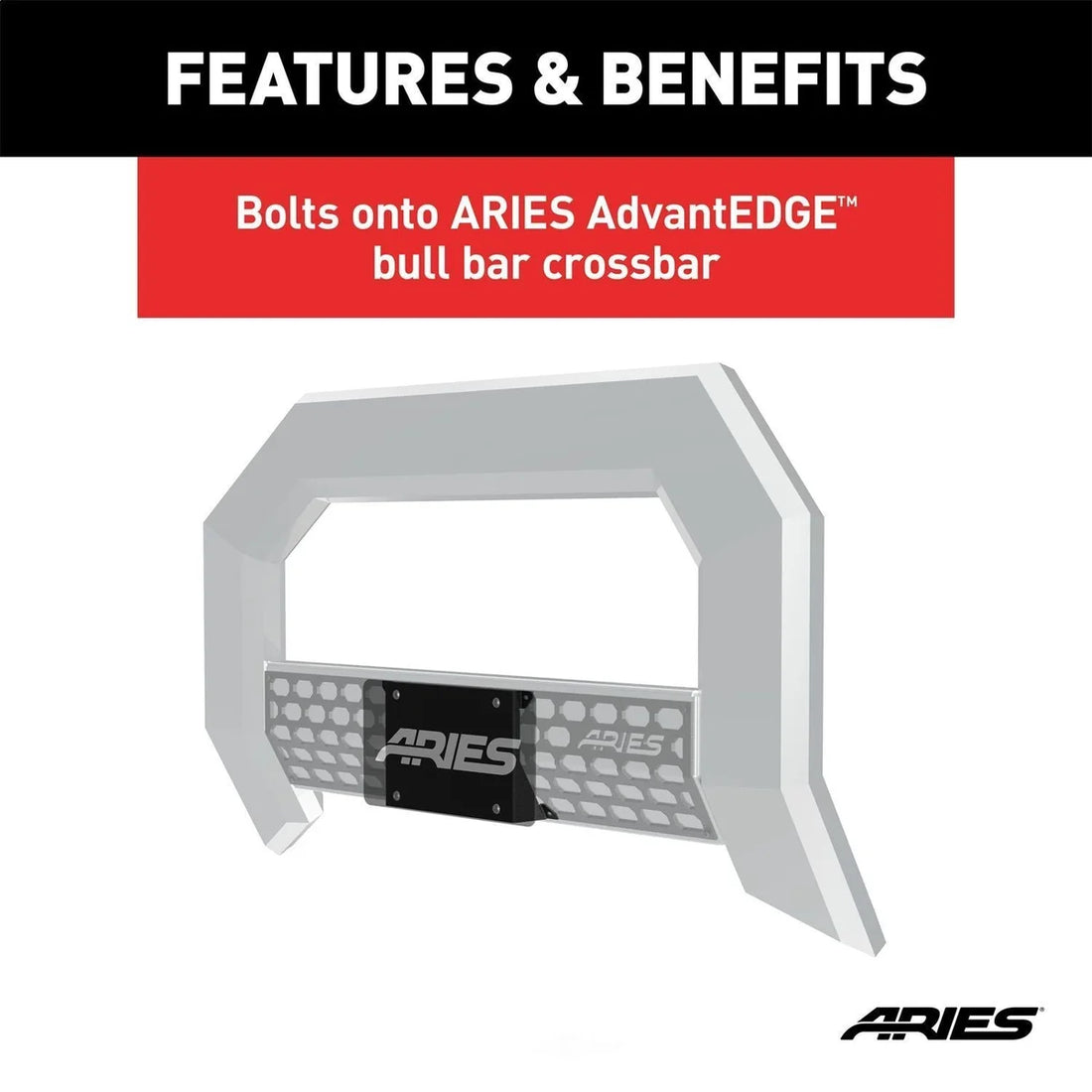ARIES 2169000 AdvantEDGE Bull Bar License Plate Bracket 2169000 - Installation View