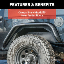 Load image into Gallery viewer, ARIES 2500201 Black Aluminum Rear Fender Flares 2500201 fits Jeep Wrangler JK