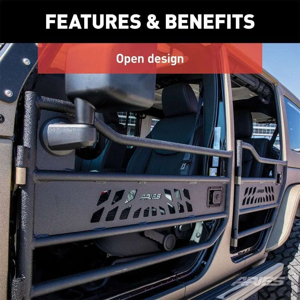 ARIES 25009 Black Aluminum Rear Tube Half Doors 25009 fits Jeep Wrangler JK - Installation View