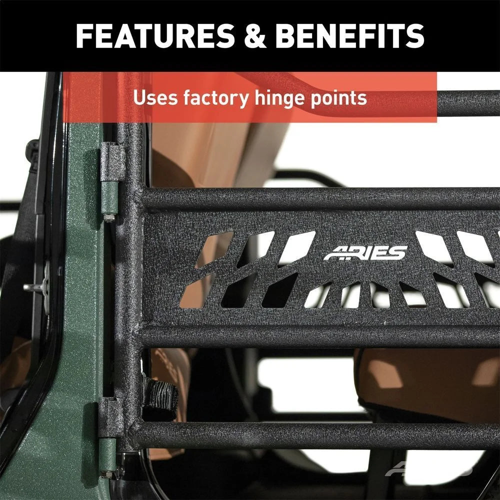 ARIES 25009 Black Aluminum Rear Tube Half Doors 25009 fits Jeep Wrangler JK - Additional View 5