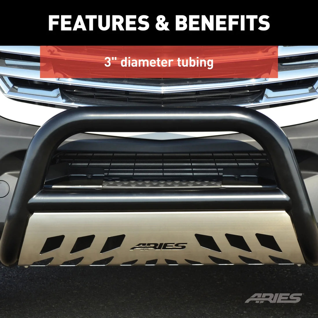 ARIES 3" Black Steel Bull Bar, Select Toyota Sequoia, Tundra B35-2004 - Side View