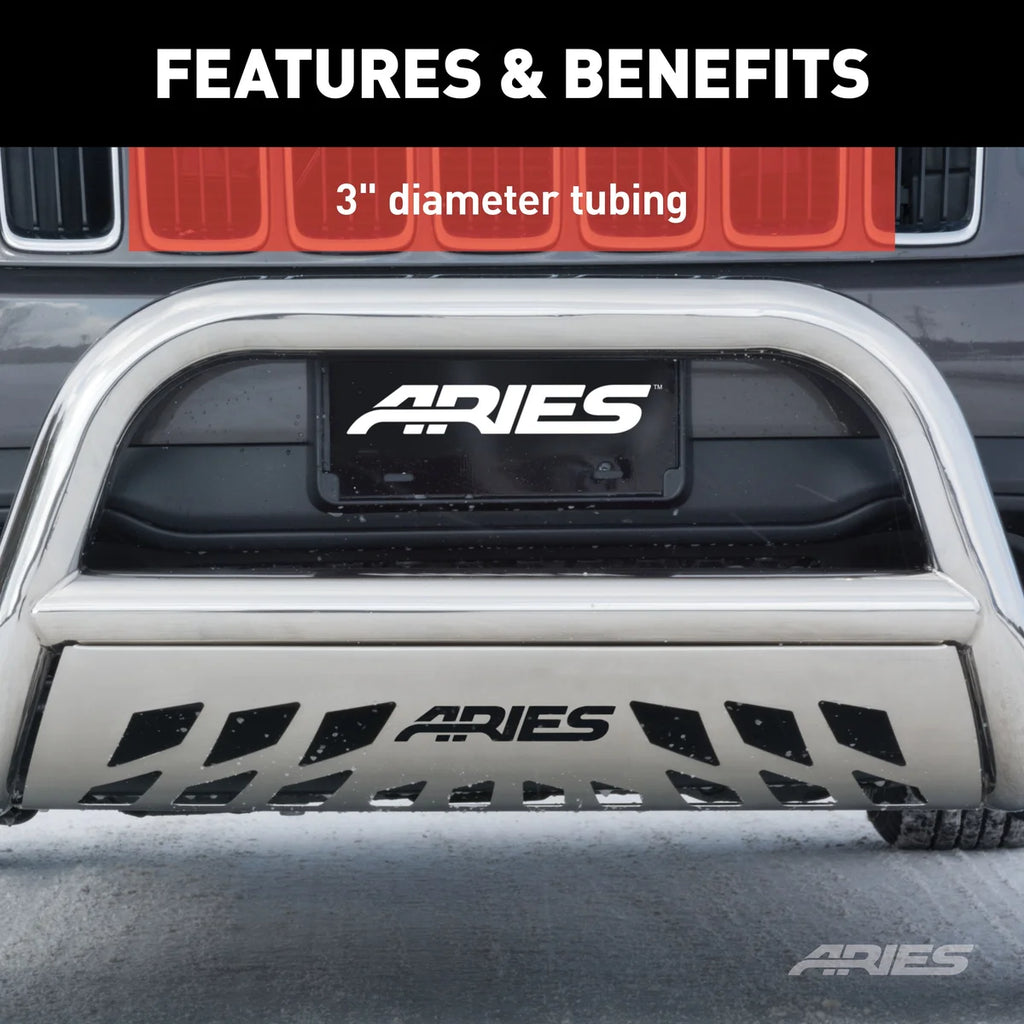 ARIES 3" Polished Stainless Bull Bar 35-4016 fits Cadillac / Chevrolet / GMC