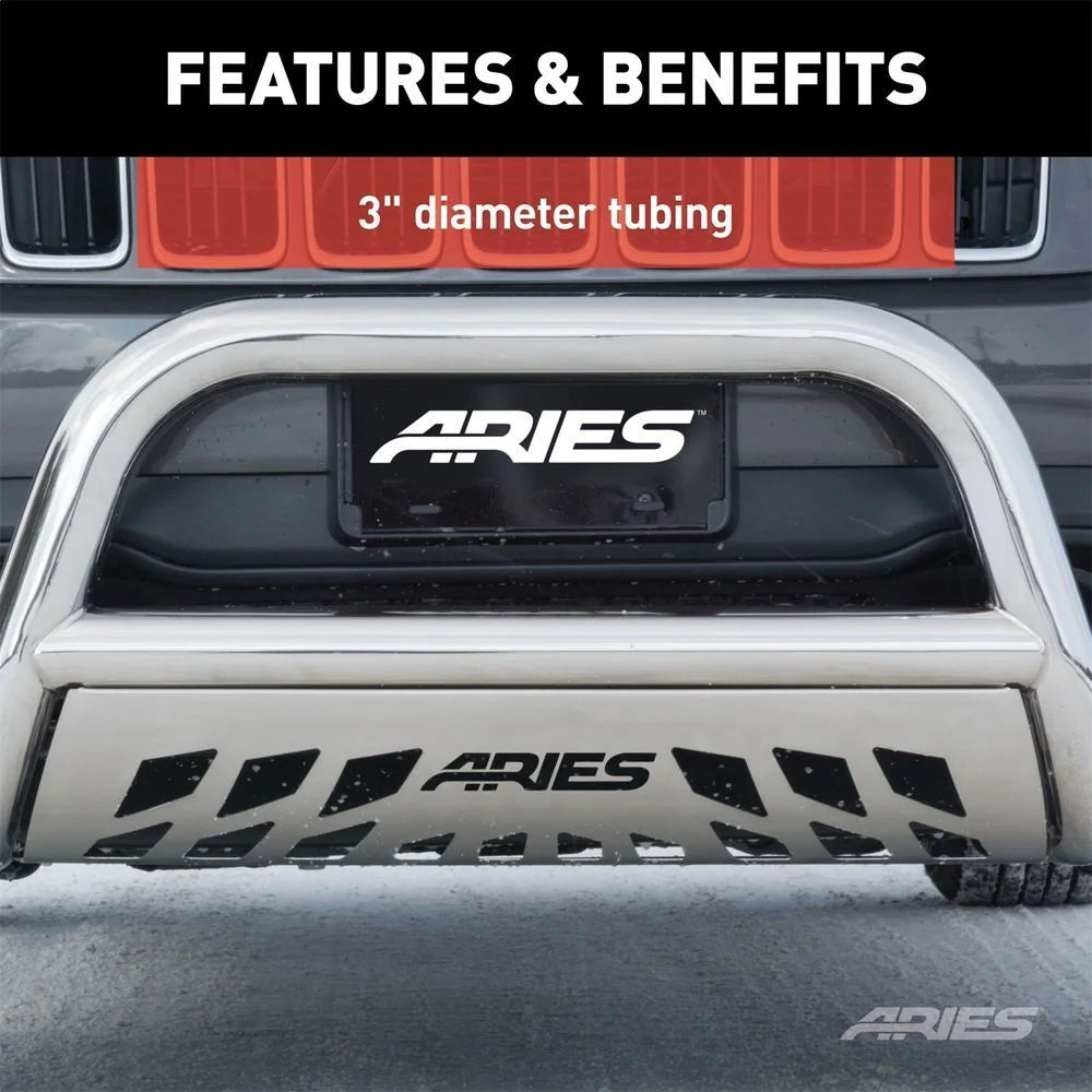 ARIES 3" Polished Stainless Bull Bar 35-5008 fits Ram 1500 - Additional View 5