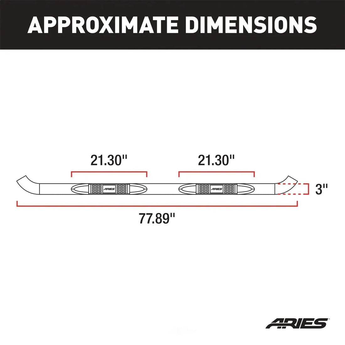 ARIES 3" Round Black Stainless Side Bars 214046 fits Silverado / Sierra 1500 / 2500 / 3500 Hd - Additional View 6