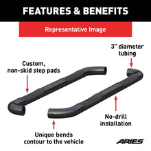Load image into Gallery viewer, ARIES 3" Round Black Steel Side Bars 201002 fits Jeep Liberty - Side View