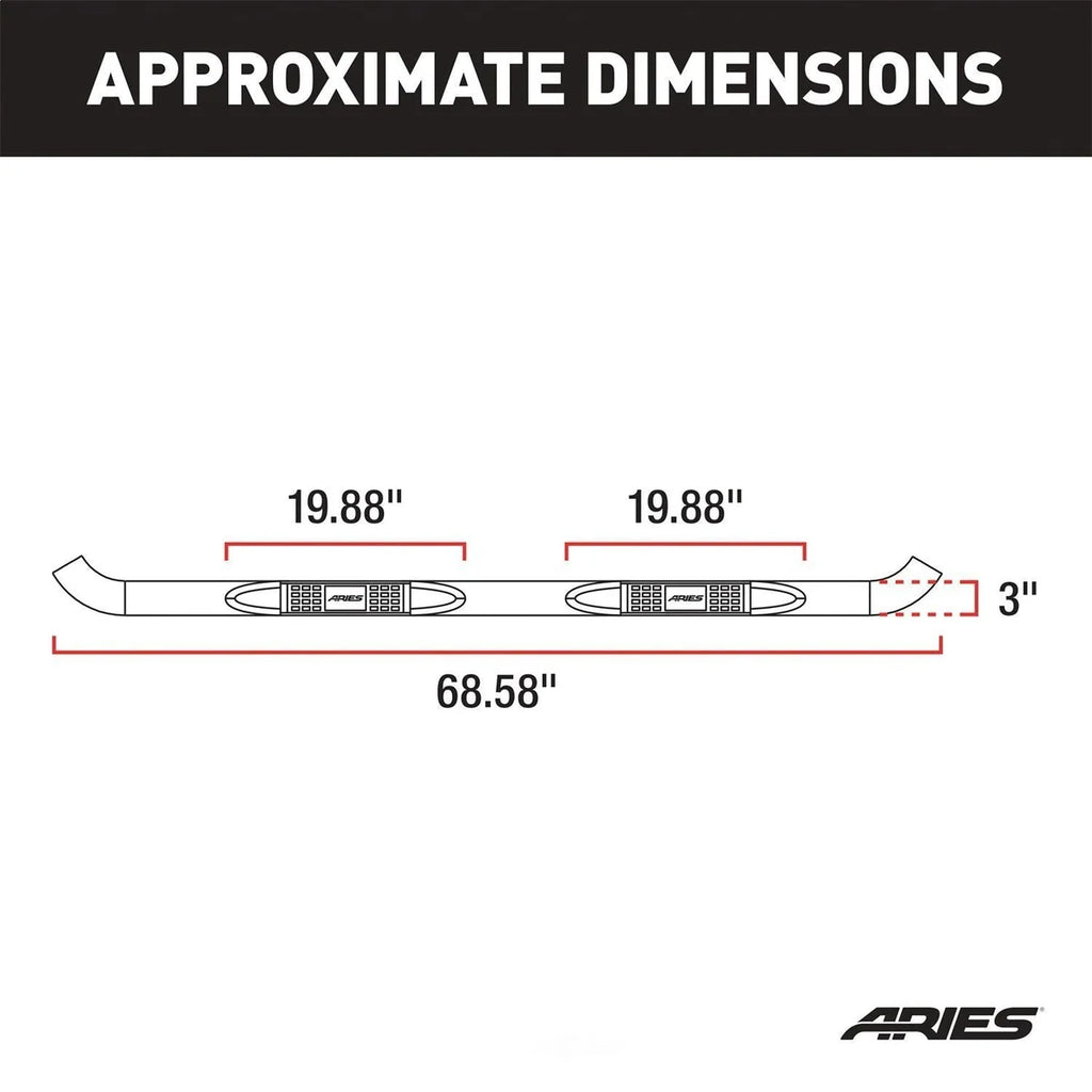 ARIES 3" Round Black Steel Side Bars 202022 fits Toyota 4RUNNER - Back View