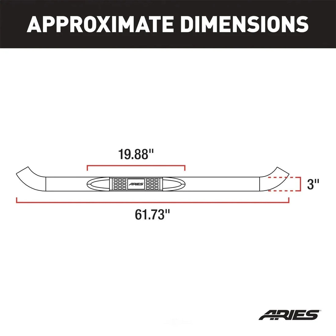 ARIES 3" Round Black Steel Side Bars 203035 fits Ford Ranger - Back View