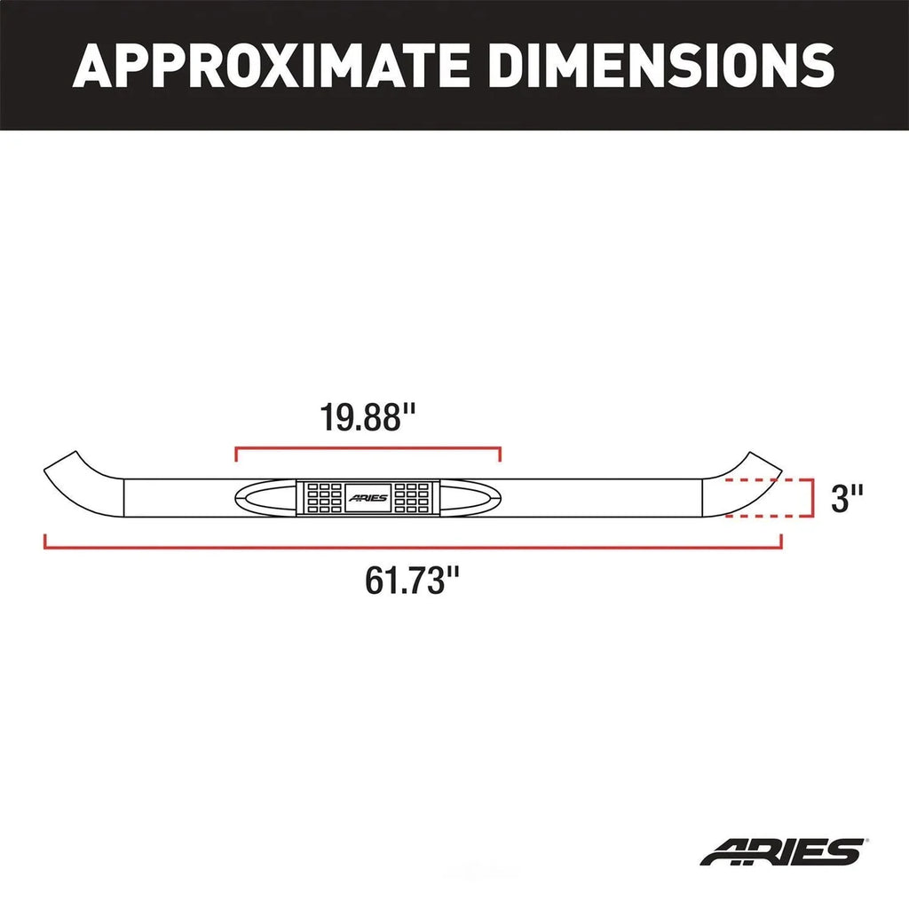 ARIES 3" Round Black Steel Side Bars 203035 fits Ford Ranger - Back View