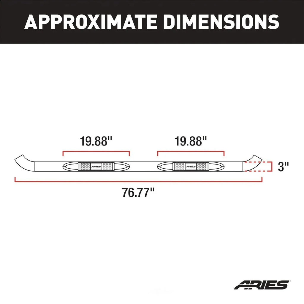 ARIES 3" Round Black Steel Side Bars 203041 fits Ford Explorer - Back View