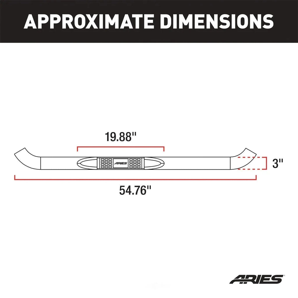 ARIES 3" Round Black Steel Side Bars 205013 fits Dodge Ram / Ram 1500 / 2500 / 3500 - Additional View 6