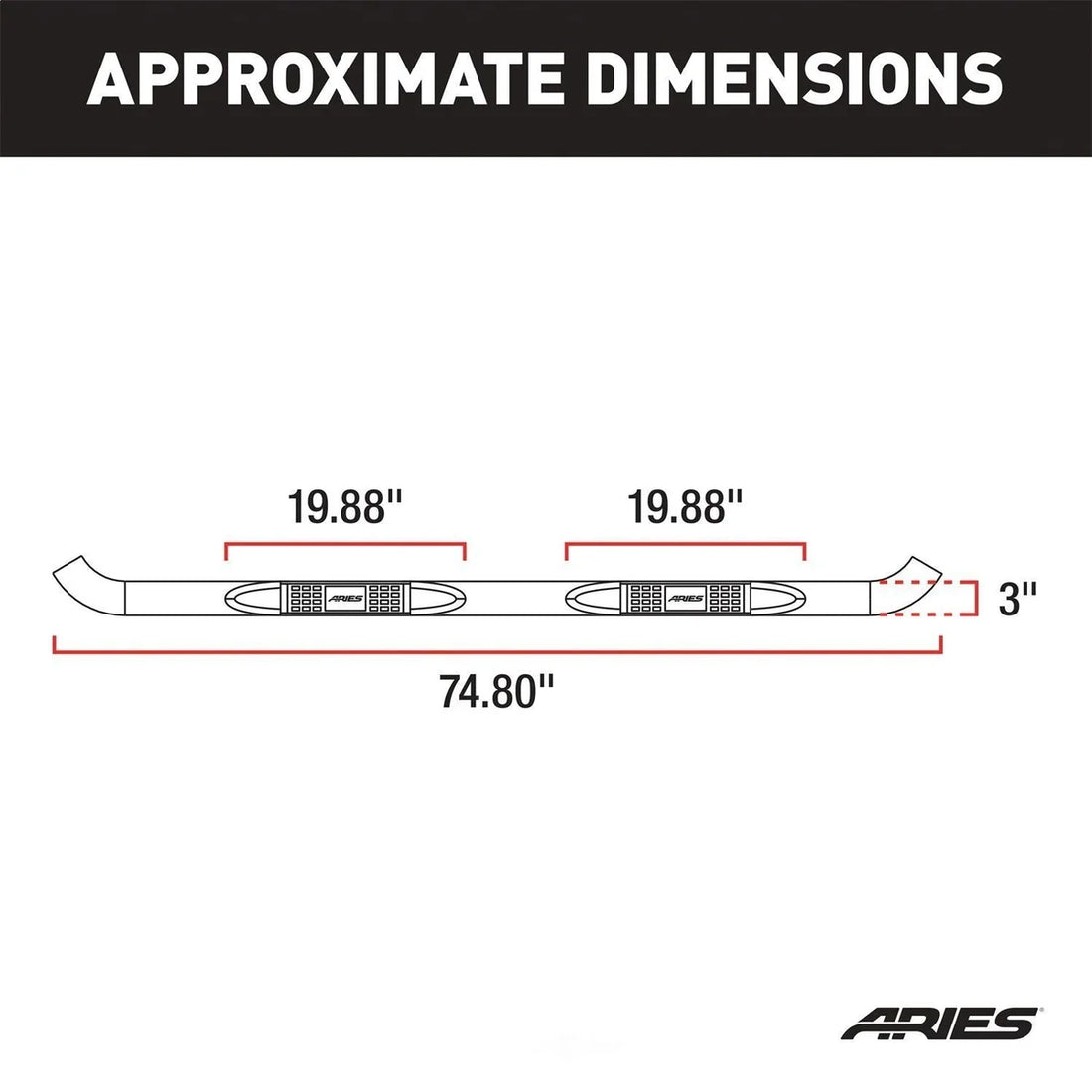ARIES 3" Round Black Steel Side Bars 35700 fits Jeep Wrangler JK Unlimited - Back View