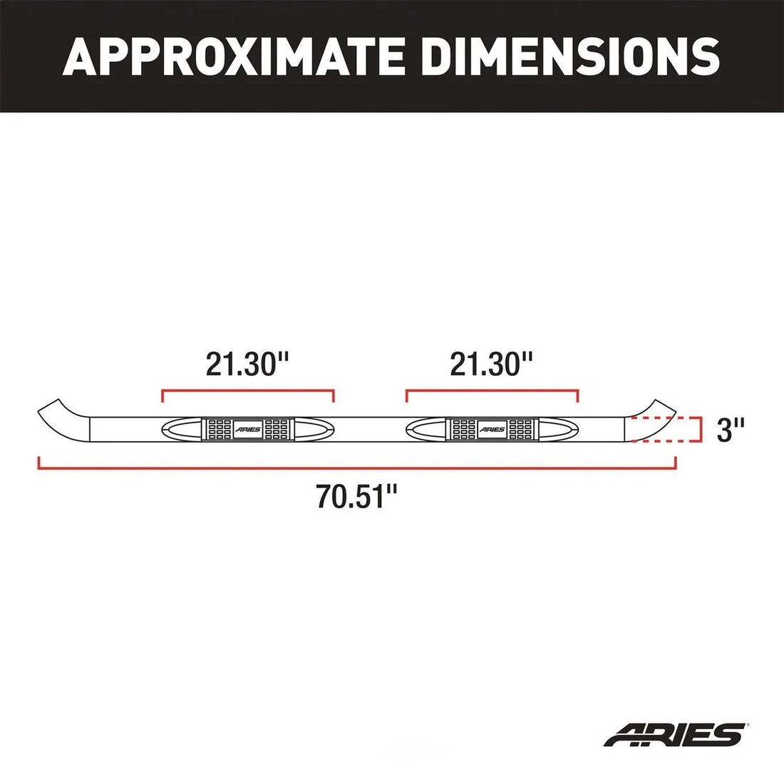 ARIES 3" Round Black Steel Side Bars 35701 fits 2018-2019 Jeep Wrangler JL Unlimited - Additional View 6