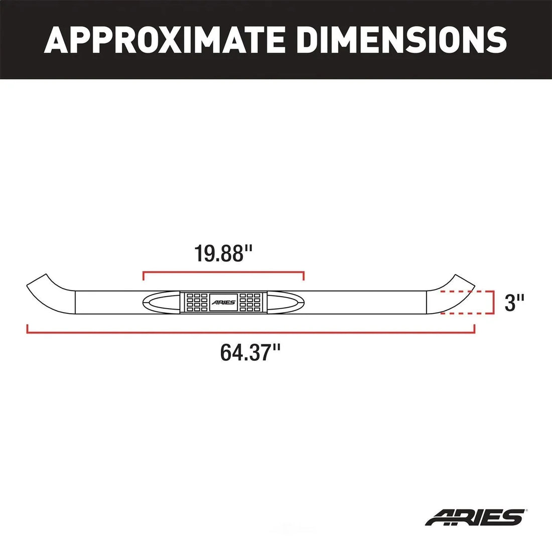 ARIES 3" Round Polished Stainless Side Bars 202001-2 fits Toyota Tacoma - Back View