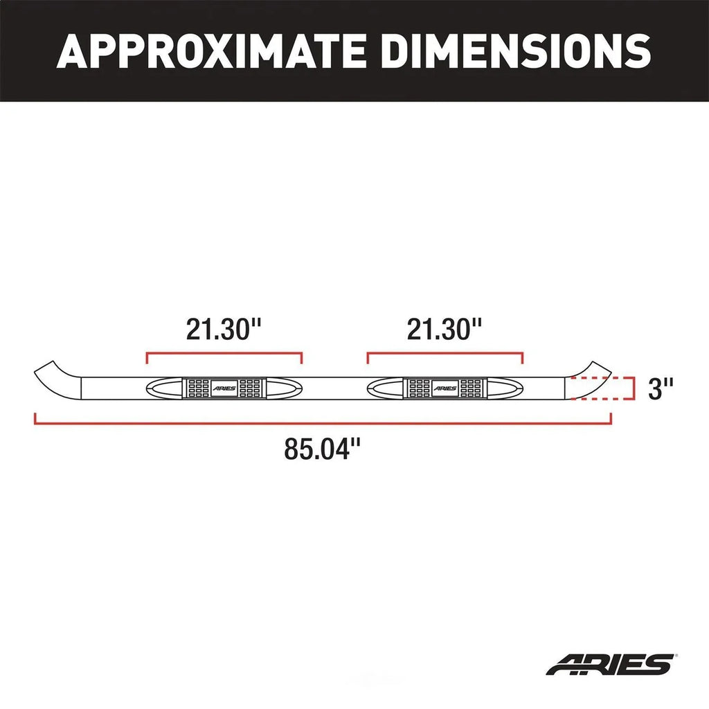 ARIES 3" Round Polished Stainless Side Bars 202009-2 fits Toyota Tacoma - Additional View 6
