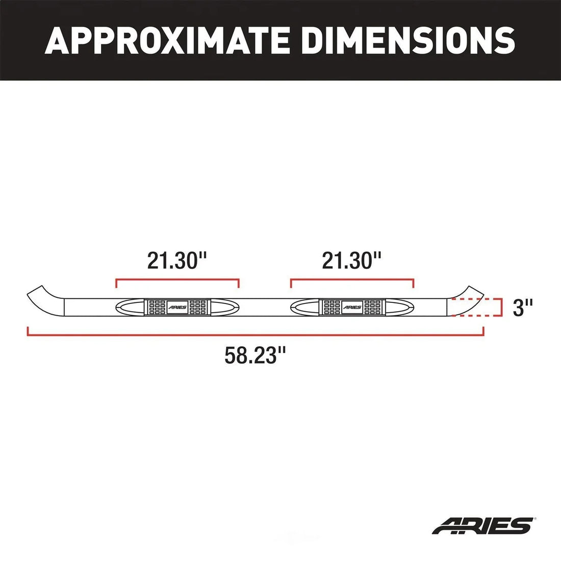 ARIES 3" Round Polished Stainless Side Bars 203045-2 fits Ford F-150 / F-250 / F-350 - Additional View 6