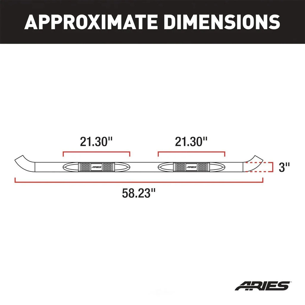 ARIES 3" Round Polished Stainless Side Bars 203045-2 fits Ford F-150 / F-250 / F-350 - Additional View 6